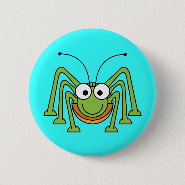 Cartoon Grasshopper 2 Inch Round Button (Front)