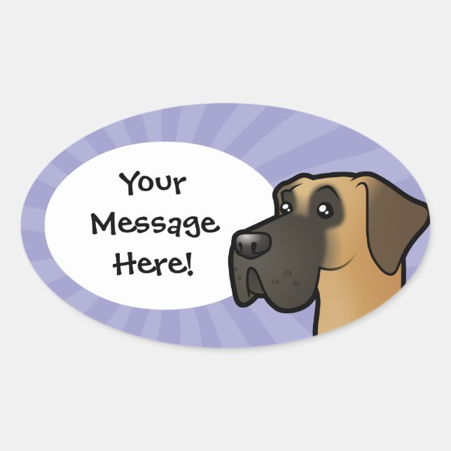 Cartoon Great Dane (natural) Oval Sticker (Front)