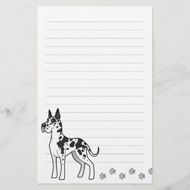 Cartoon Great Dane Stationery (Front)