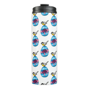 Cartoon Great Tit with Easter Egg Thermal Tumbler