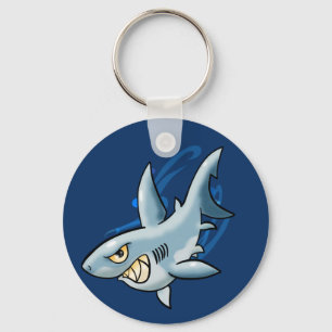 Cartoon Great White Shark Keychain
