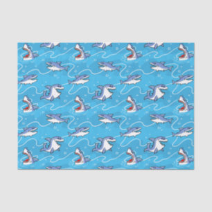 Cartoon Great White Sharks Tissue Paper