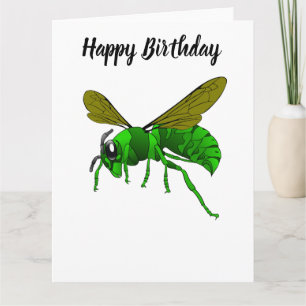 Cartoon green and lime hornet wasp bee card