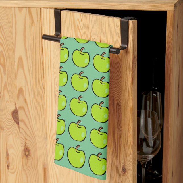 Cartoon Green Apples Pattern Kitchen Towel (Thirds Fold)