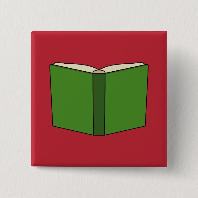 Cartoon Green Book 2 Inch Square Button (Front)