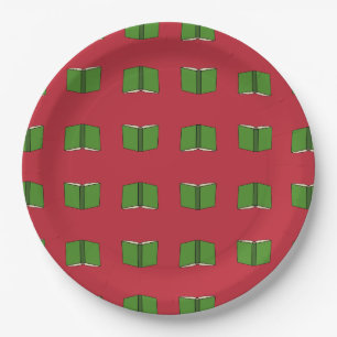 Cartoon Green Book Paper Plate