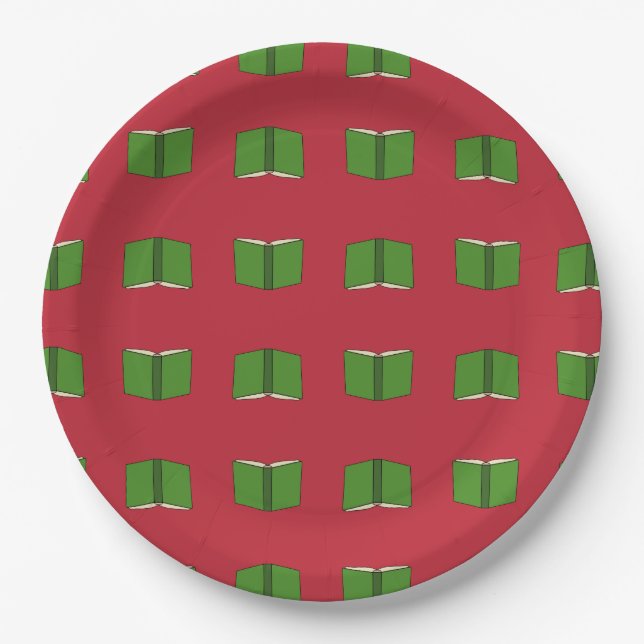 Cartoon Green Book Paper Plate (Front)