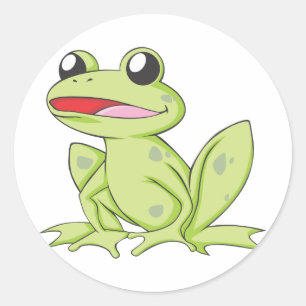 Cartoon Green Bull Frog Classic Round Sticker