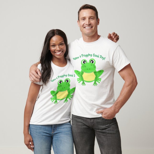 Cartoon Green Frog Cute  T-Shirt (Unisex)