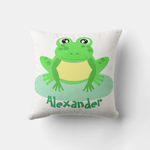 Cartoon Green Frog Cute Throw Pillow