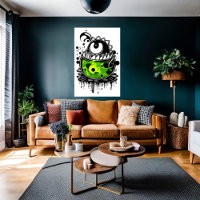 Cartoon green monster one eye | AI Art