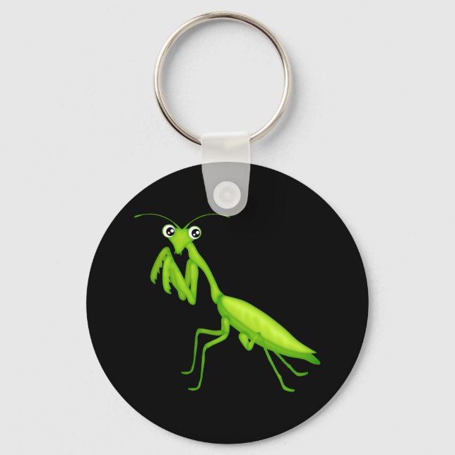 Cartoon Green Praying Mantis Keychain (Front)