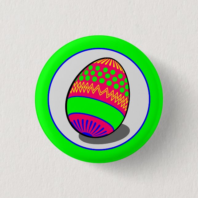 Cartoon Green Purple Blue Easter Egg Vector 1 Inch Round Button (Front)