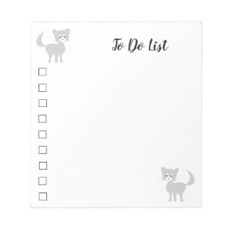Cartoon grey cat Pretty Puss To Do List Notepad