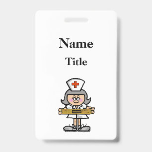 Cartoon Grey Hair Nurse Badge  Customize It!