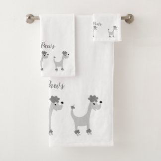 Cartoon grey poodle Posh Paws Bath Towel Set