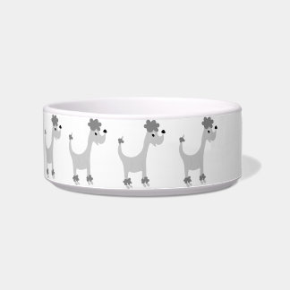 Cartoon grey poodle Posh Paws Dog Bowl