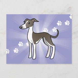 Cartoon Greyhound / Whippet / Italian Greyhound Postcard