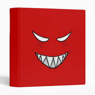 Cartoon Grinning Face With Evil Eyes Red Binder
