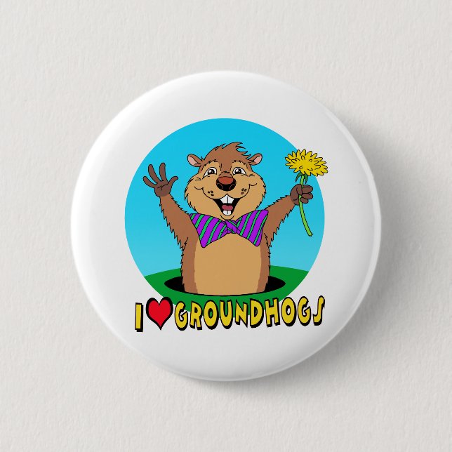 Cartoon Groundhog 2 Inch Round Button (Front)