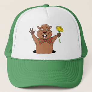 Cartoon Groundhog Trucker Hat
