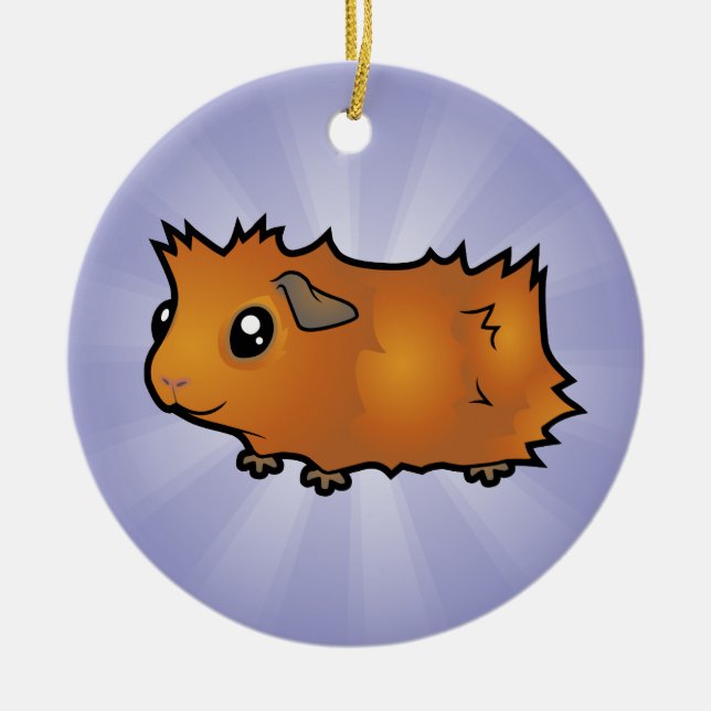 Cartoon Guinea Pig (scruffy) Ceramic Ornament (Front)