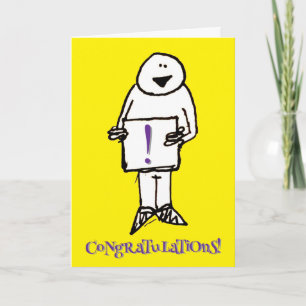 Cartoon Guy Exclamation Mark Congratulations Card