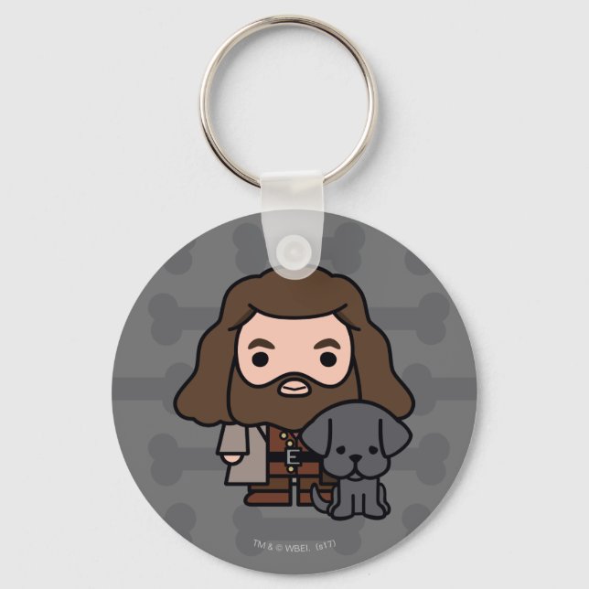 Cartoon Hagrid and Fang Character Art Keychain (Front)