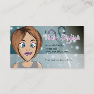 cartoon hair stylist appointment card