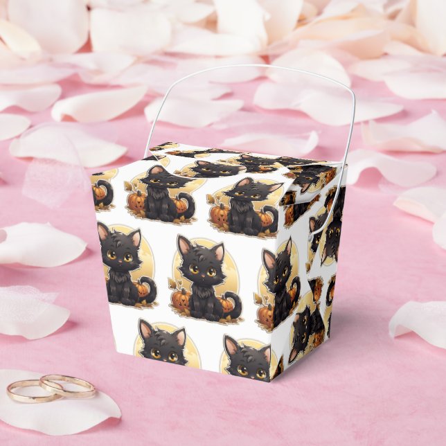 Cartoon Halloween Black Cat Favor Box (Wedding)