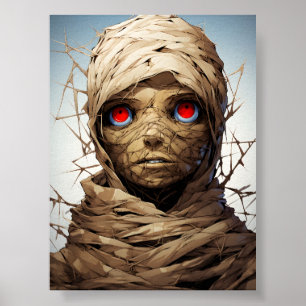 Cartoon Halloween Creepy Egyptian Mummy Poster