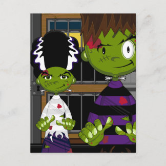 Cartoon Halloween Frankensteins Monster Postcard