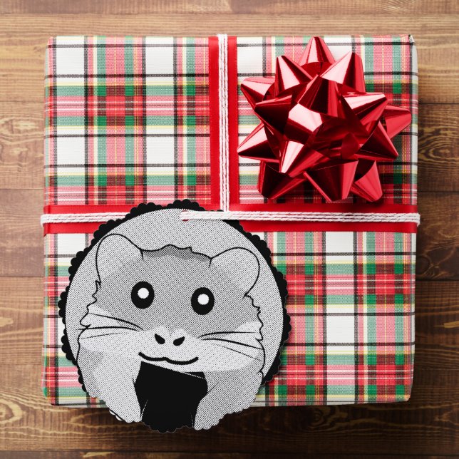 Cartoon Hamster Scarfed Joy Ornament Card (Insitu (Gift))