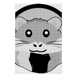 Cartoon Hamster Scarfed Joy Poster