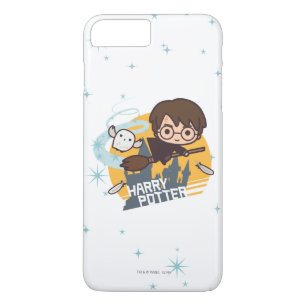 Cartoon Harry and Hedwig Flying Past Hogwarts iPhone 8 Plus/7 Plus Case