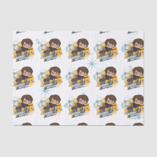 Cartoon Harry and Hedwig Flying Past Hogwarts Tissue Paper