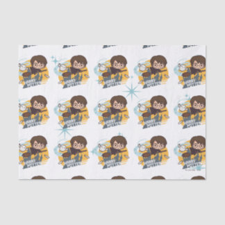 Cartoon Harry and Hedwig Flying Past Hogwarts Tissue Paper