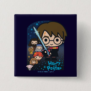 Cartoon Harry Potter Chamber of Secrets Graphic 2 Inch Square Button