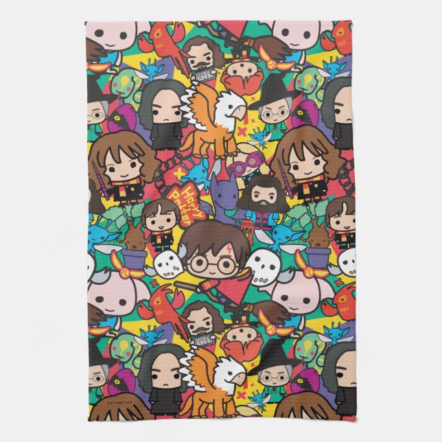 Cartoon Harry Potter Character Toss Pattern Kitchen Towel (Vertical)