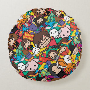 Cartoon Harry Potter Character Toss Pattern Round Pillow