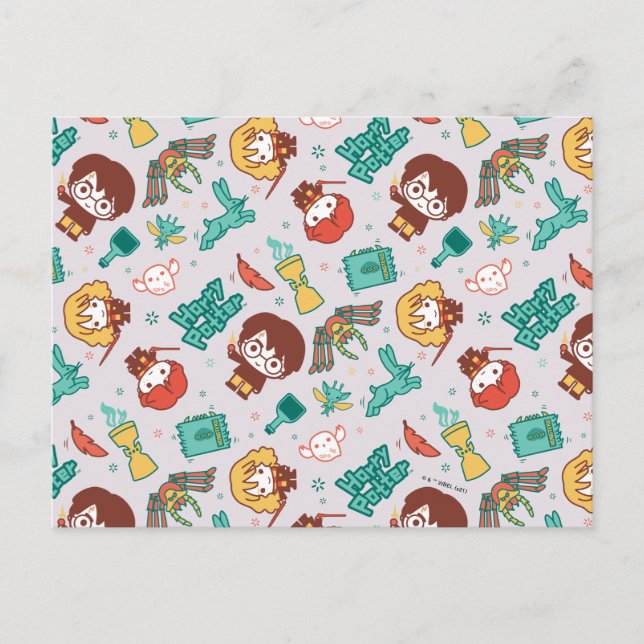 Cartoon HARRY POTTER™ Creatures & Spells Pattern Postcard (Front)