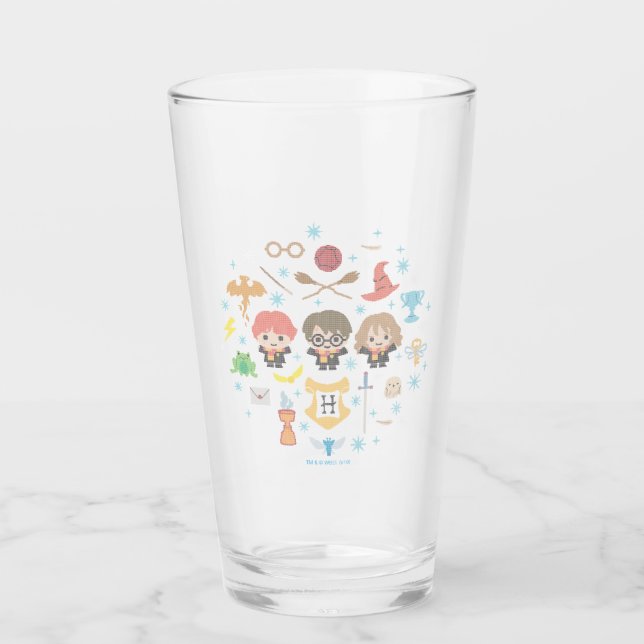 Cartoon Harry Potter Cross-Stitch Collage Glass (Front)