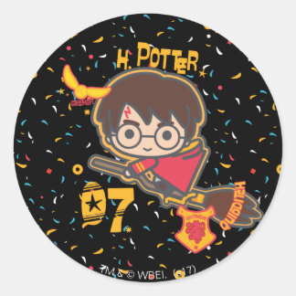 Cartoon Harry Potter Quidditch Seeker Classic Round Sticker