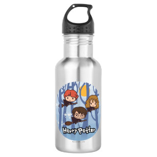 Cartoon Harry, Ron, & Hermione Flying In Woods 532 Ml Water Bottle