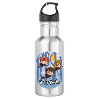Cartoon Harry, Ron, & Hermione Flying In Woods 532 Ml Water Bottle
