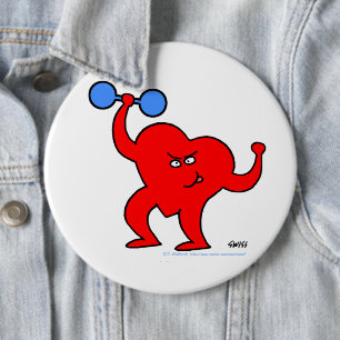 Cartoon Heart Fitness Instructor Personal Trainer 6 Inch Round Button