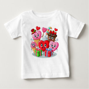 Cartoon Heart & Sweet friends valentine's day Baby T-Shirt