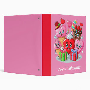 Cartoon Heart & Sweet friends valentine's day Binder