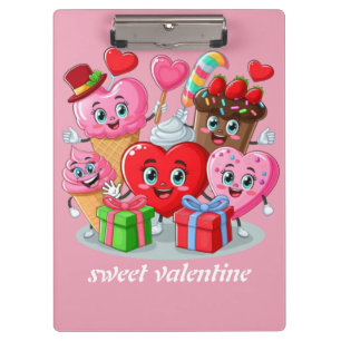 Cartoon Heart & Sweet friends valentine's day Clipboard