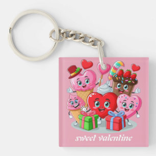 Cartoon Heart & Sweet friends valentine's day Keychain